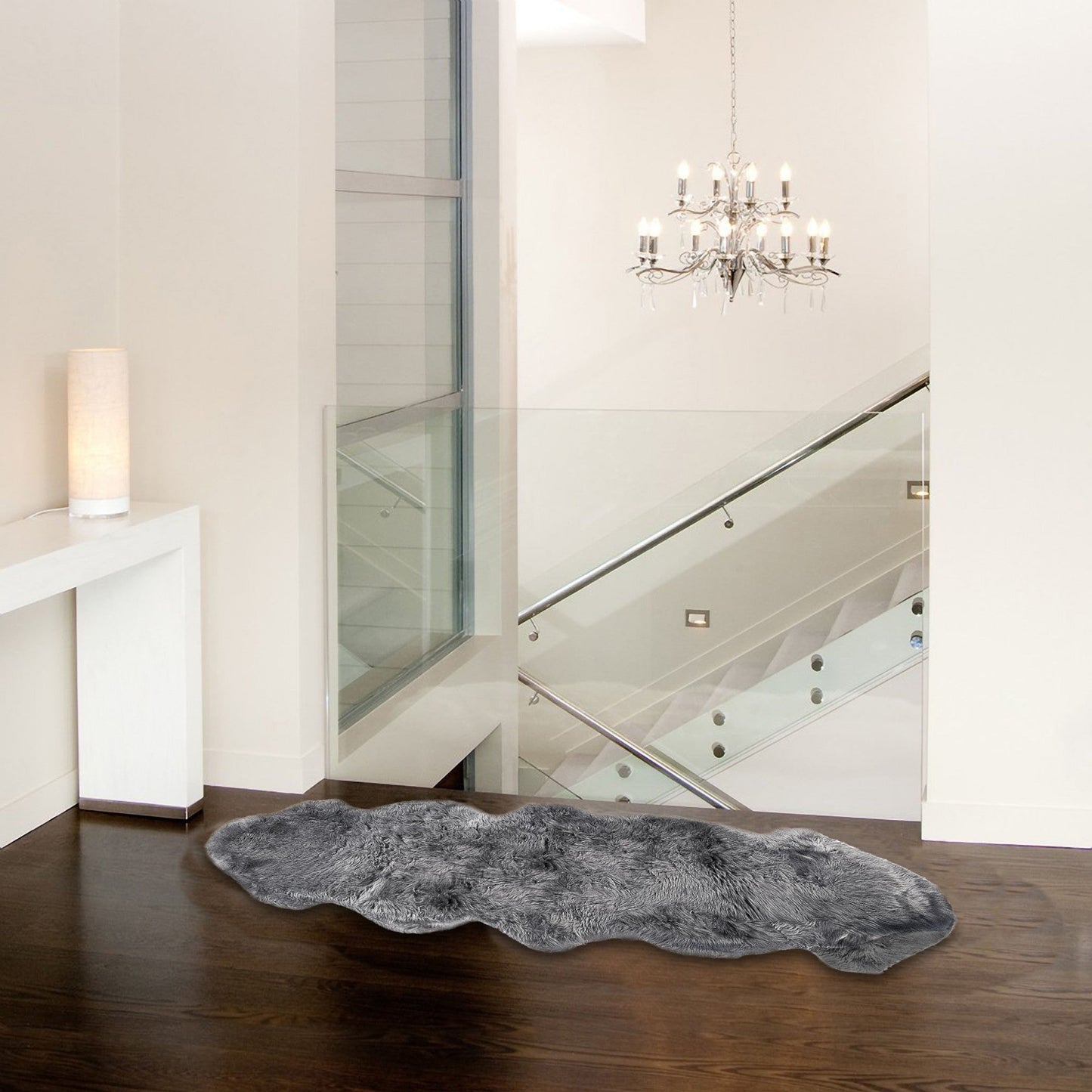 24inches x 72inches x 2inches Gray Double Sheepskin - Area Rug