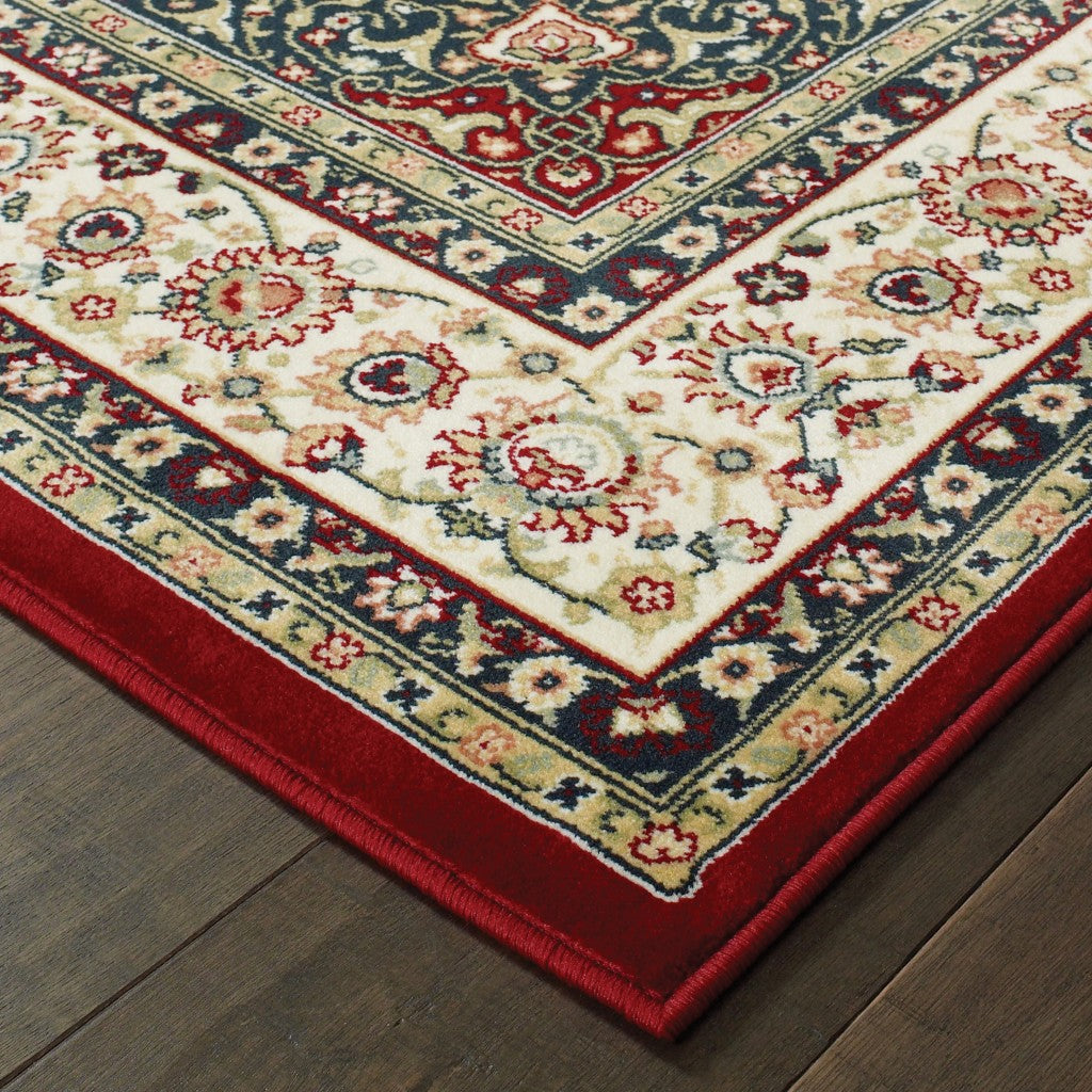 8inches Red Ivory Machine Woven Oriental Indoor Runner Rug