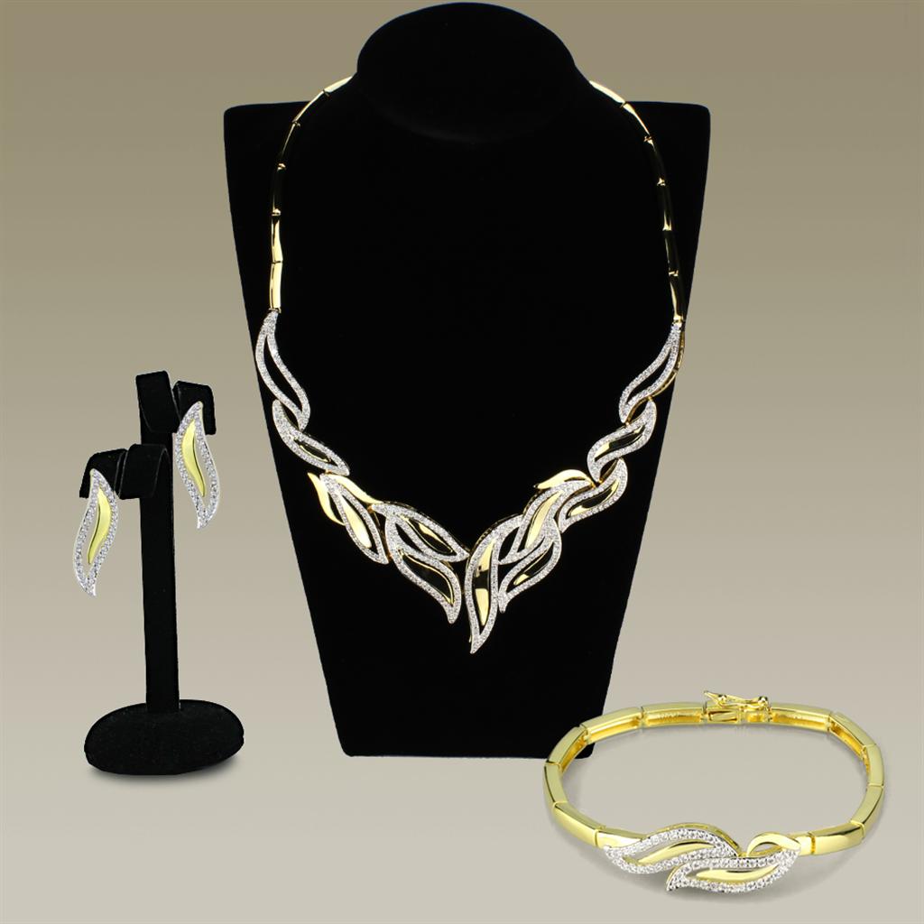 3W941 Gold+Rhodium Brass Jewelry Sets with AAA