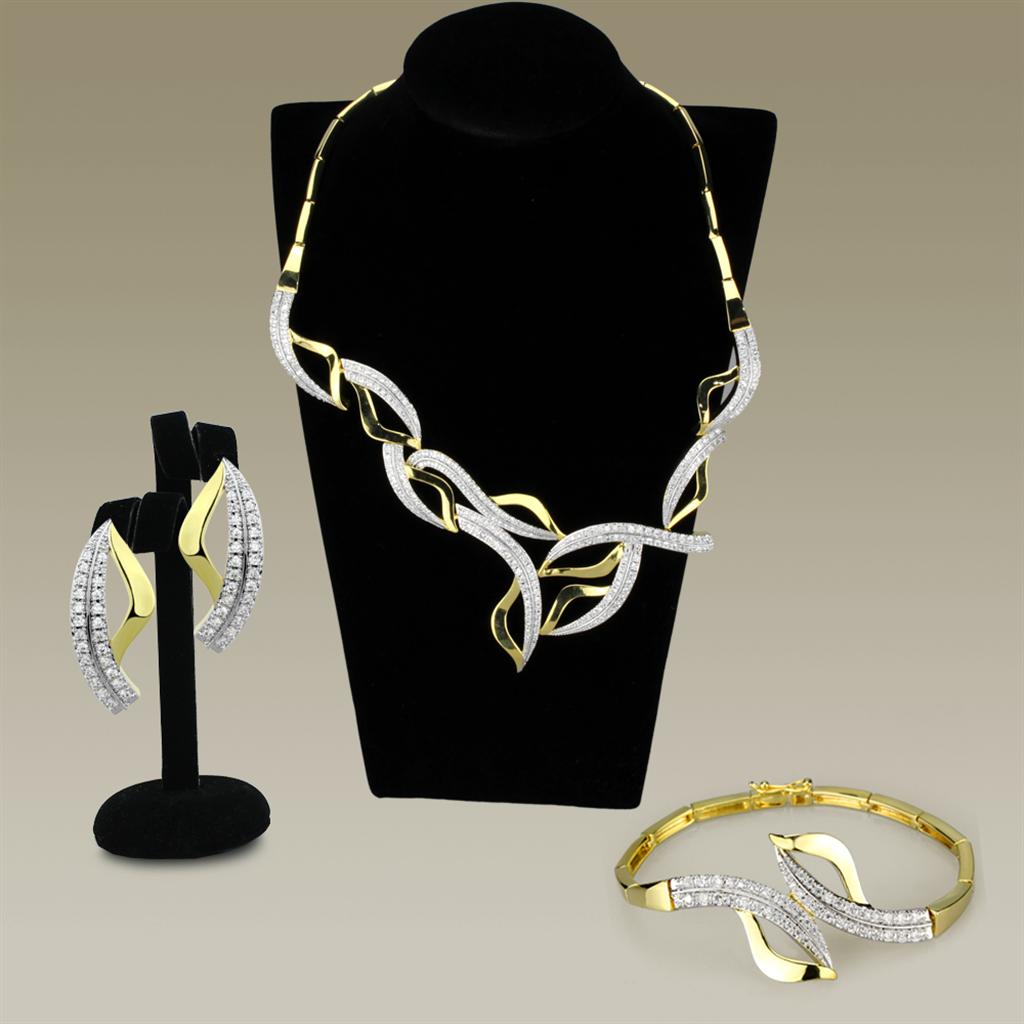 3W942 Gold+Rhodium Brass Jewelry Sets with AAA