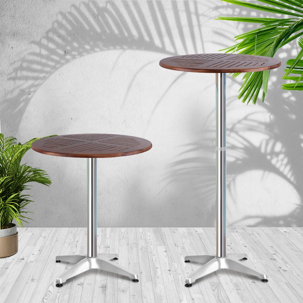 Outdoor Bar Table Furniture Wooden Cafe Table Aluminium Adjustable