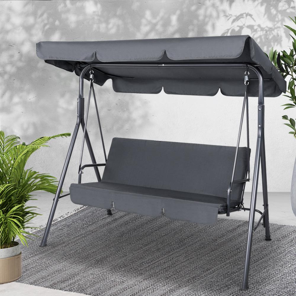 Gardeon Outdoor Swing Chair Garden Chair Bench Furniture Canopy 3