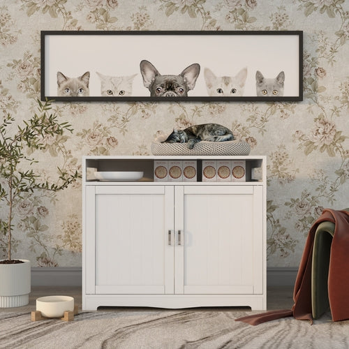 Hidden Cat Litter Box Furniture with Storage Bench , Wooden Pet House