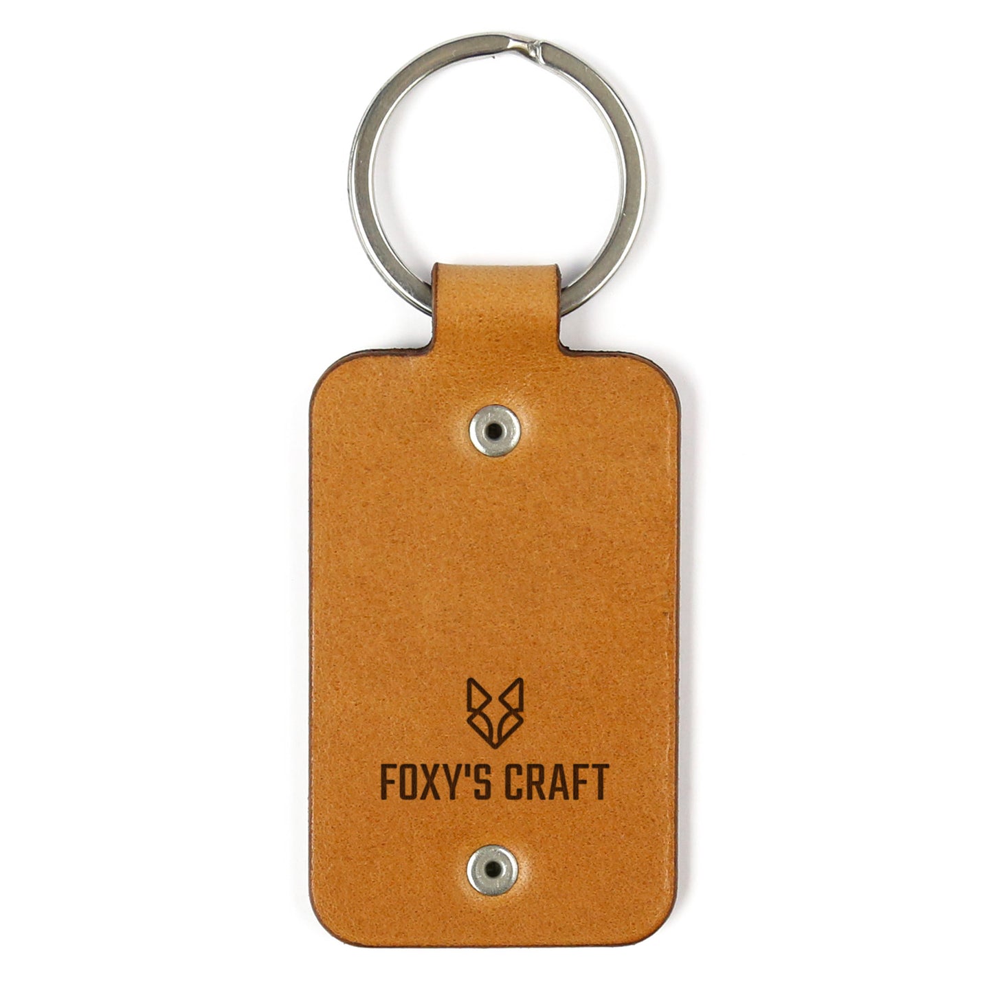 Leather keychain with stainless steel plate – Family
