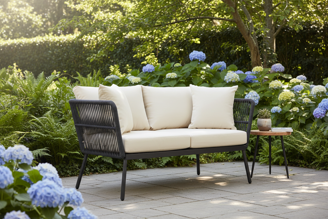 Garden sofa DKD Home Decor Metal synthetic rattan Rattan (116 x 55 x