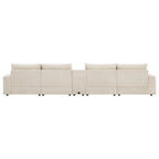 [VIDEO]141.5*64'' Corduroy Sectional Sofa with Bluetooth Speakers,