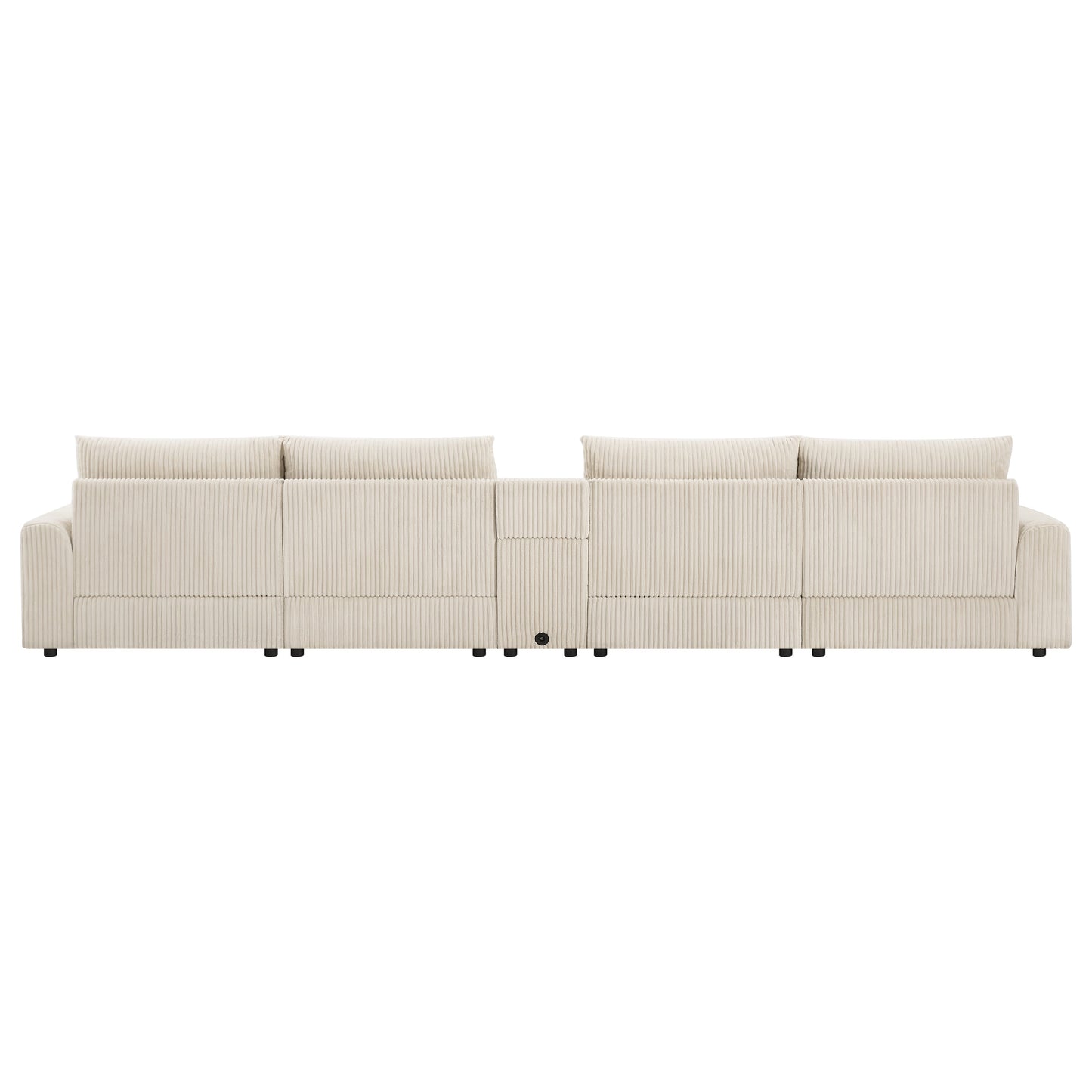 [VIDEO]141.5*64'' Corduroy Sectional Sofa with Bluetooth Speakers,