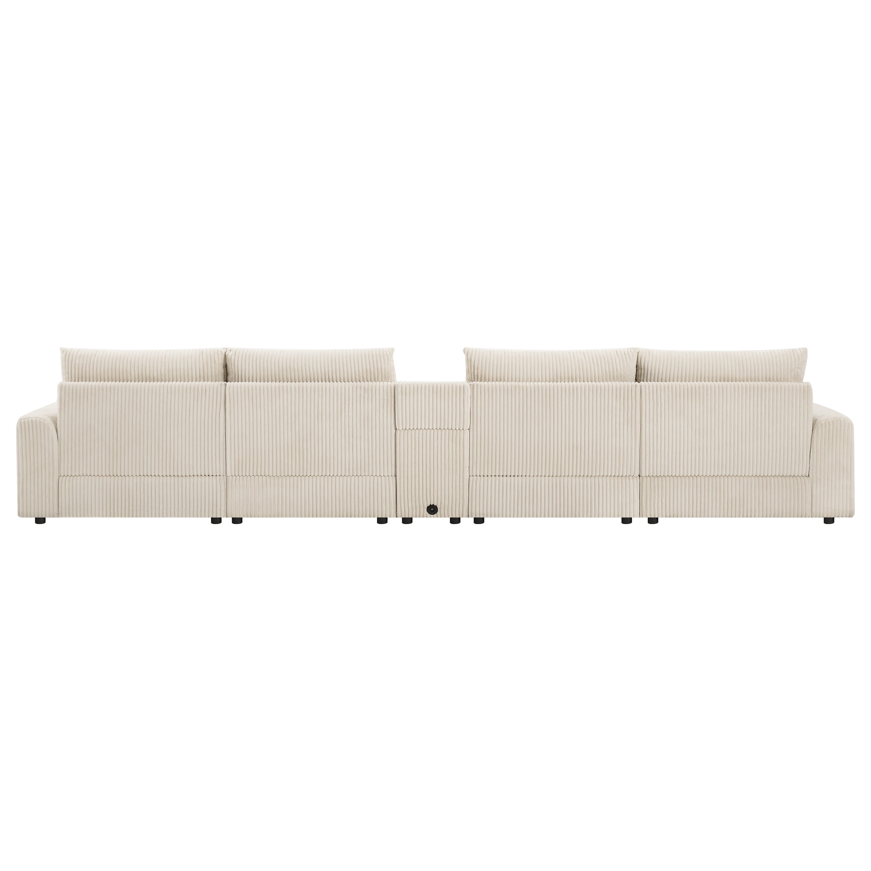 [VIDEO]141.5*64'' Corduroy Sectional Sofa with Bluetooth Speakers,