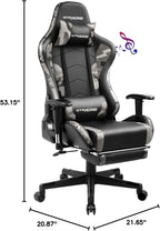 Gaming Chair With Bluetooth Speakers And Footrest Blue