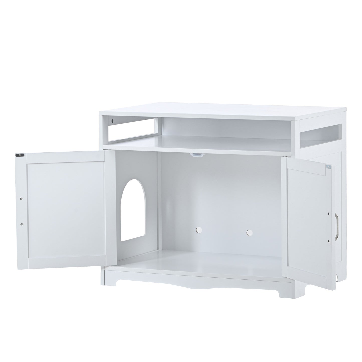 Hidden Cat Litter Box Furniture with Storage Bench , Wooden Pet House