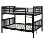 Full over Full Bunk Bed with Ladder for Bedroom, Guest Room Furniture