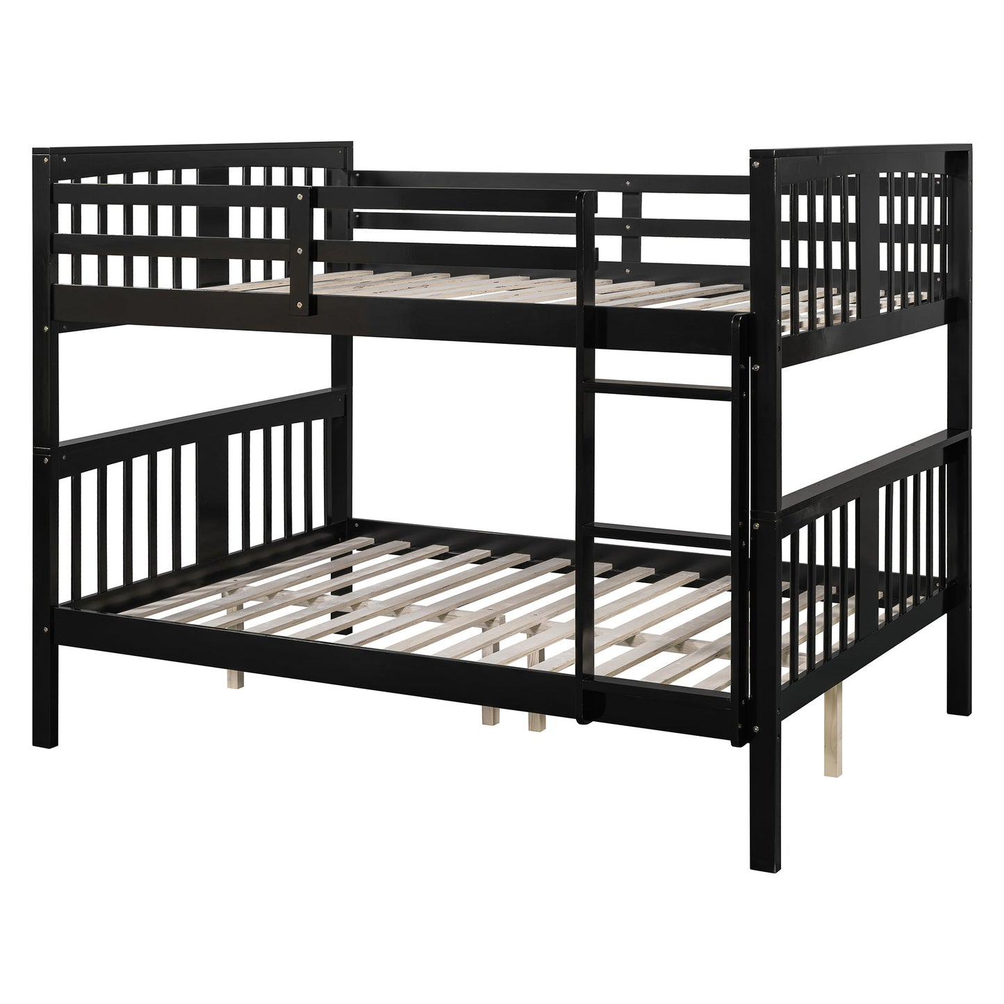 Full over Full Bunk Bed with Ladder for Bedroom, Guest Room Furniture