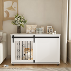 Modern Wooden Dog Crate Furniture with Sliding Barn Door – MDF Indoor