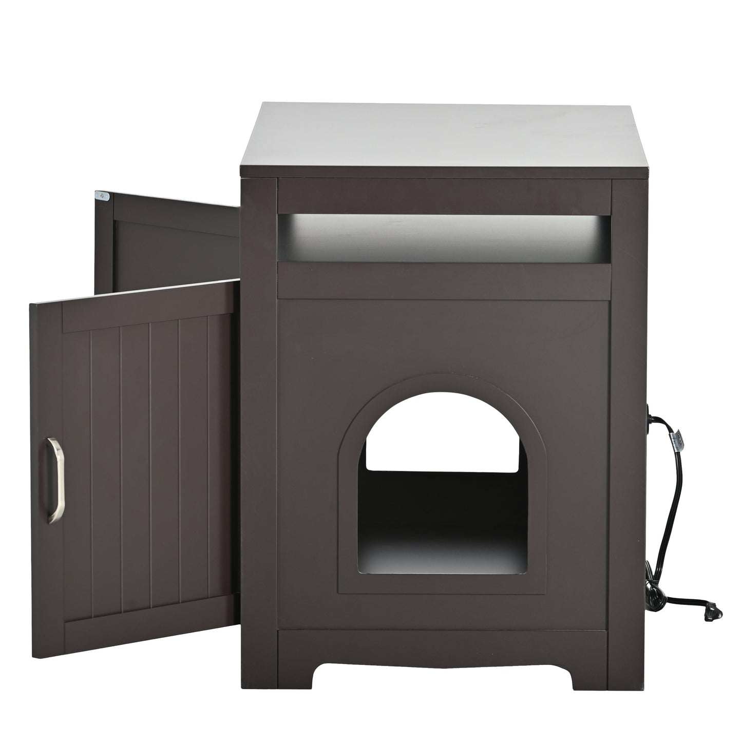 Hidden Cat Litter Box Furniture with Storage Bench , Wooden Pet House