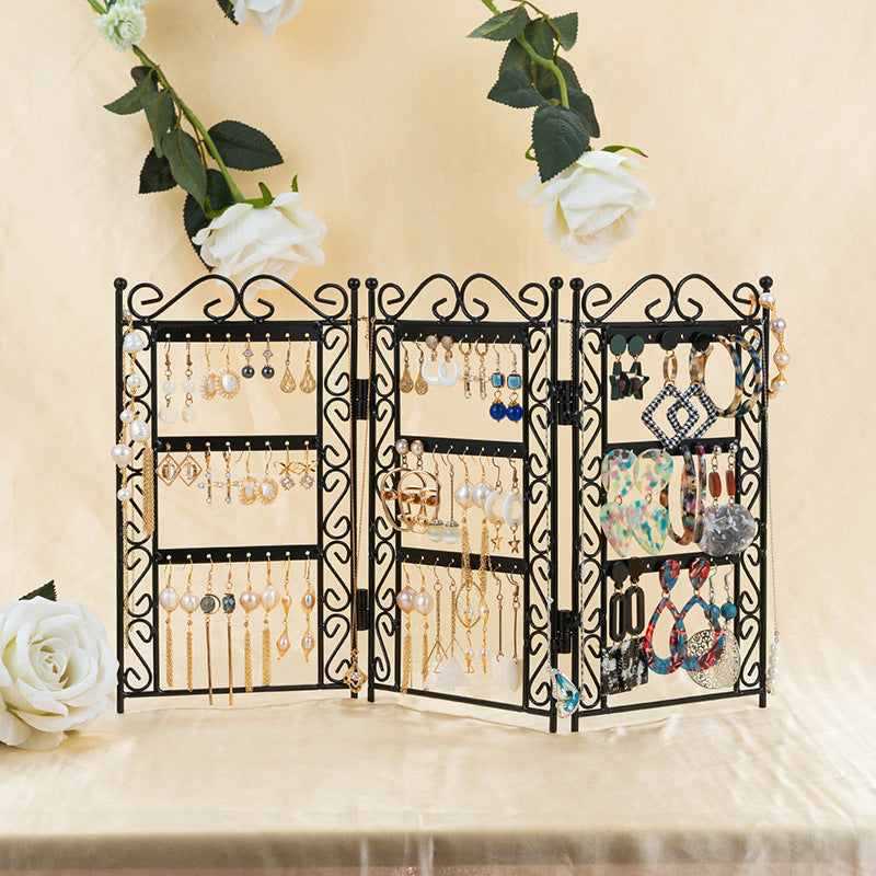Necklace And Earring Jewelry Stand Display Rack 3 Doors