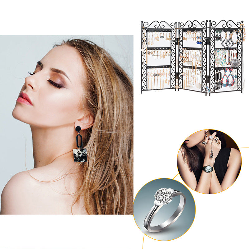 Necklace And Earring Jewelry Stand Display Rack 3 Doors