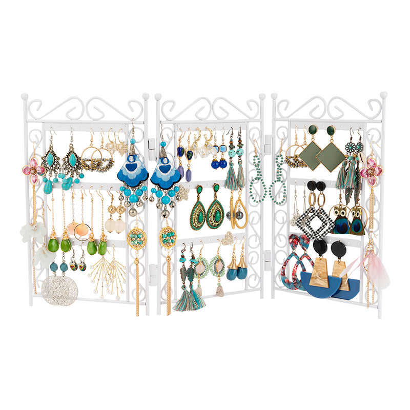 Necklace And Earring Jewelry Stand Display Rack 3 Doors