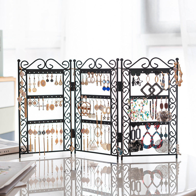 Necklace And Earring Jewelry Stand Display Rack 3 Doors