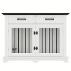 44.48" Wooden Dog Crate Furniture with Storage Drawers and Rotating