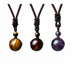 Fashion 16mm Natural Obsidian Pendant Amethyst Necklace For Men And