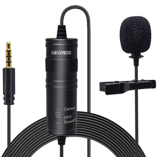 5Core Lavalier Microphone Clip On Professional Grade 3.5mm Lav Lapel