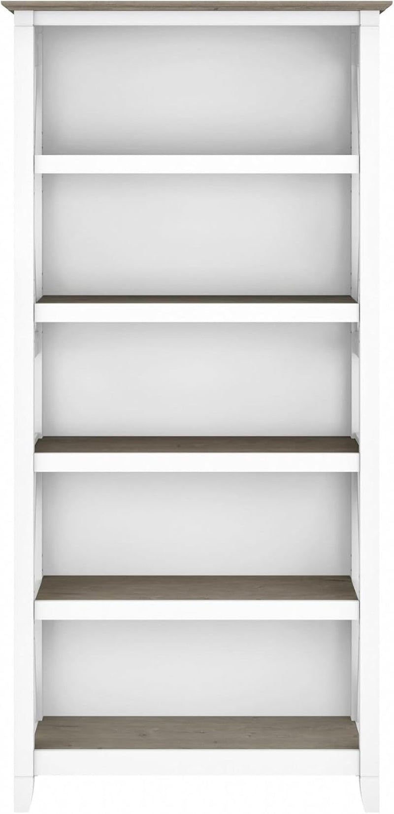 Bush Furniture Key West 66 Inch Bookcase Shiplap Gray White