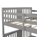 Full over Full Bunk Bed with Ladder for Bedroom, Guest Room Furniture