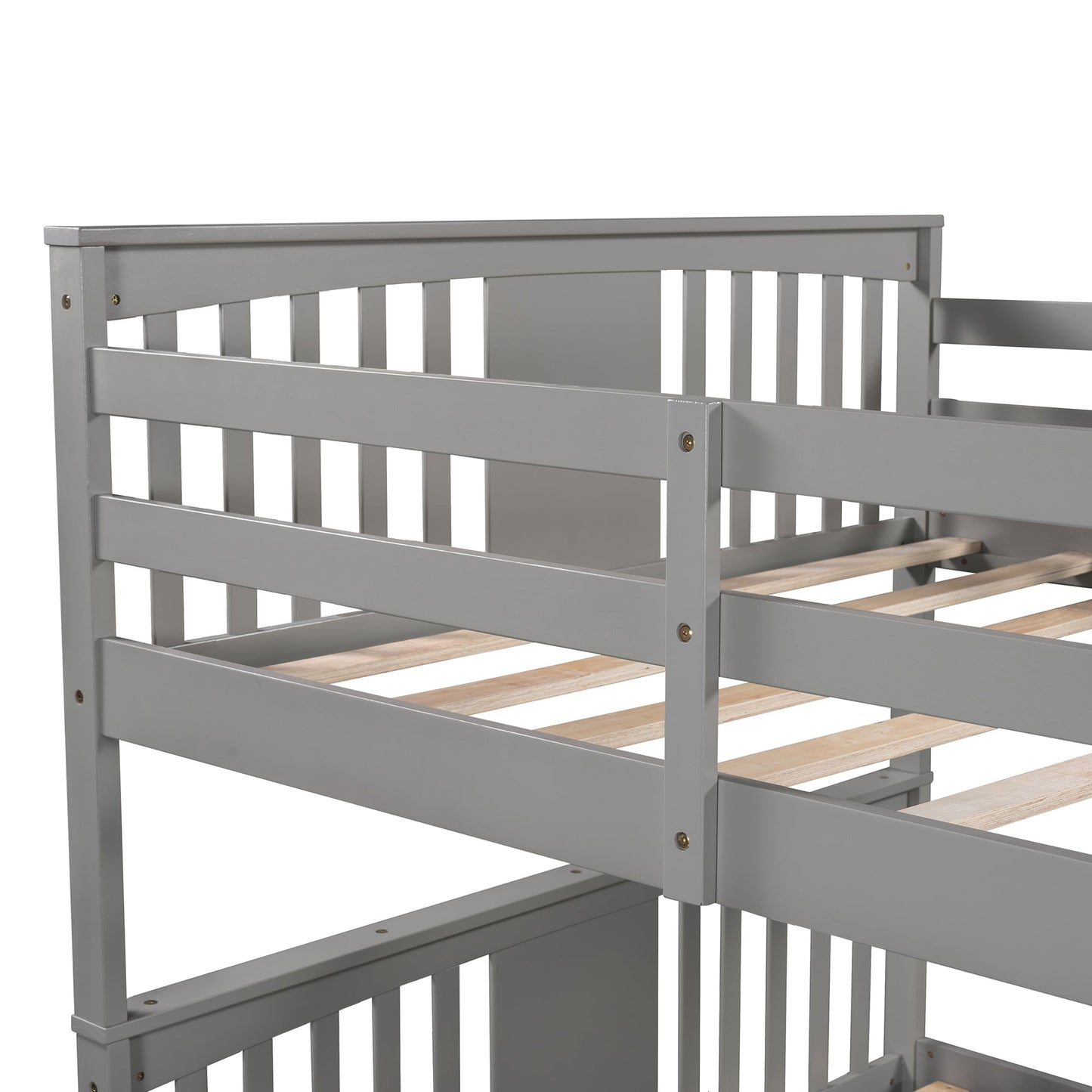 Full over Full Bunk Bed with Ladder for Bedroom, Guest Room Furniture