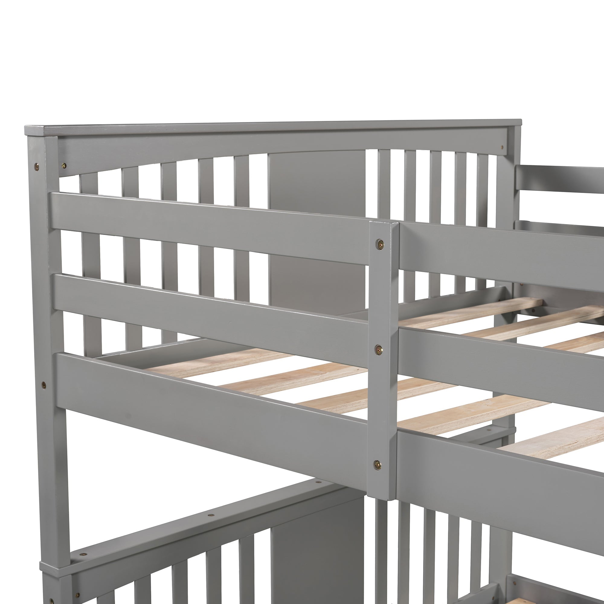 Full over Full Bunk Bed with Ladder for Bedroom, Guest Room Furniture