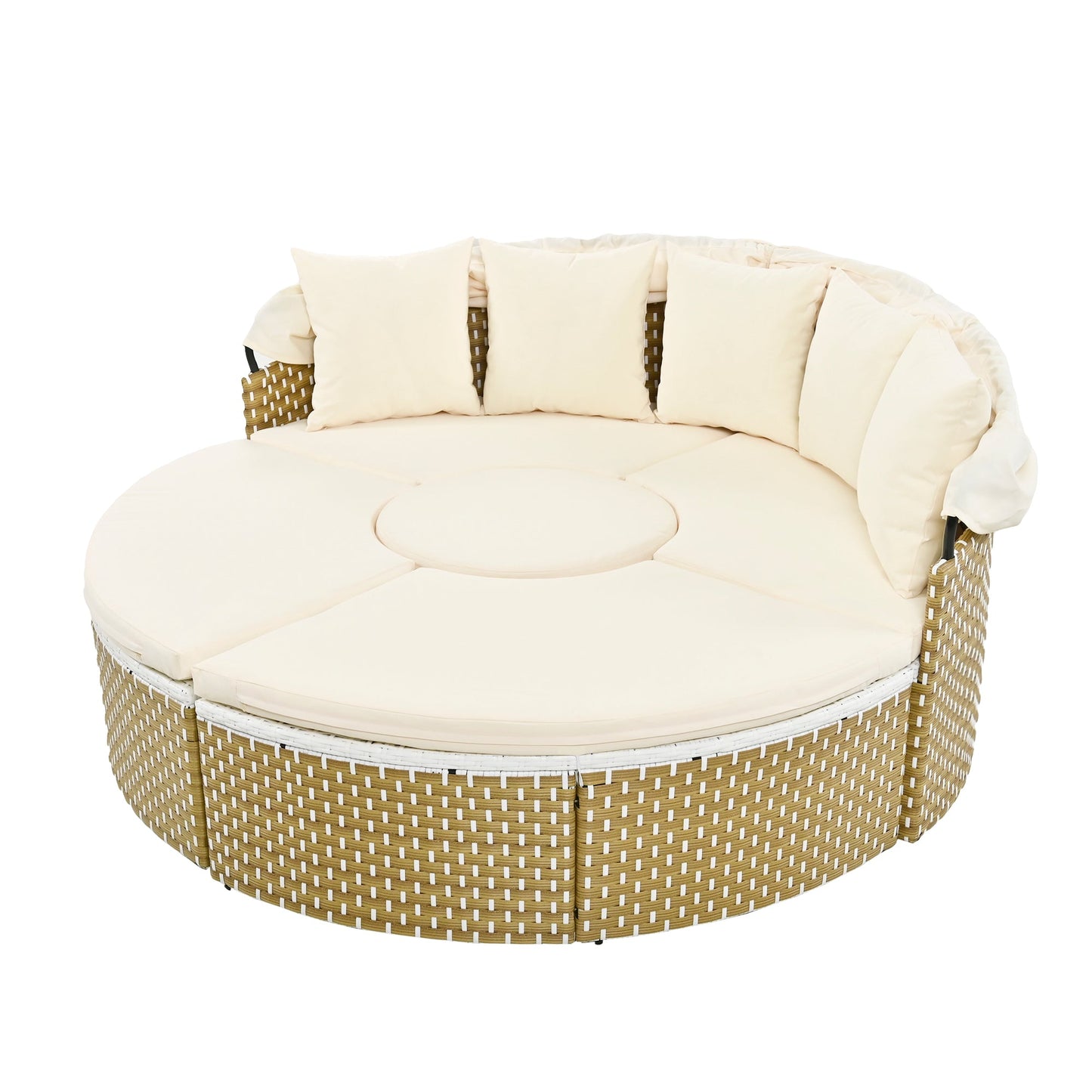 Patio Furniture Round Outdoor Sectional Sofa Set Rattan Daybed