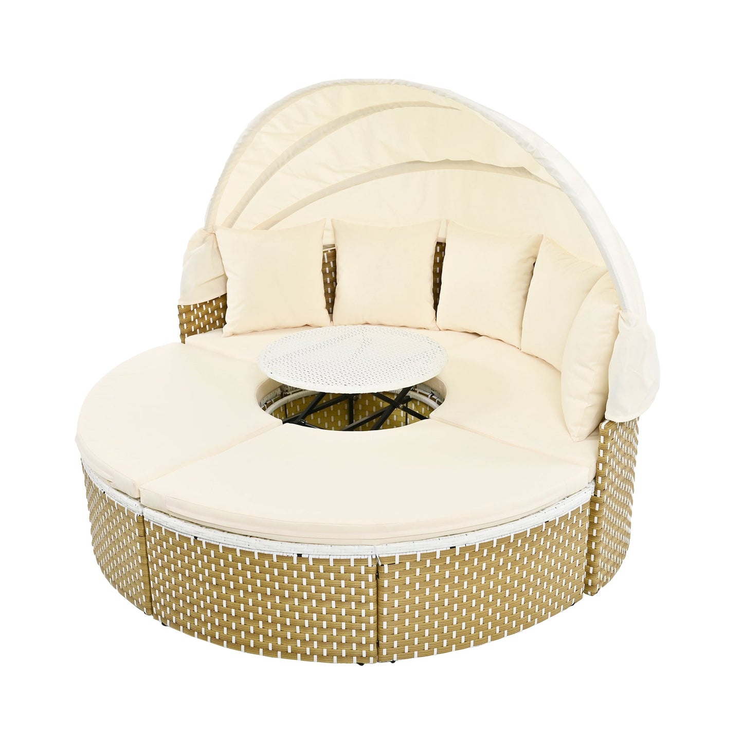 Patio Furniture Round Outdoor Sectional Sofa Set Rattan Daybed