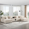 [VIDEO]141.5*64'' Corduroy Sectional Sofa with Bluetooth Speakers,