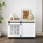 Modern Wooden Dog Crate Furniture with Sliding Barn Door – MDF Indoor