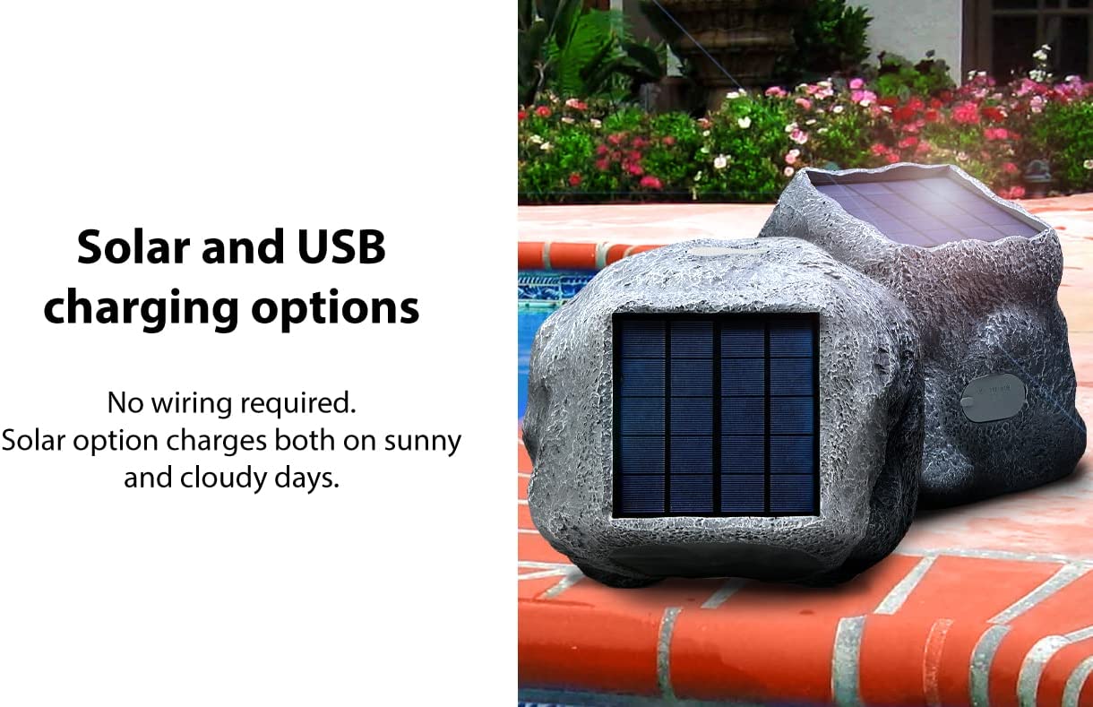 SoundPro 1-Pair Bluetooth Multi-Link Solar Rechargeable Wireless Rock