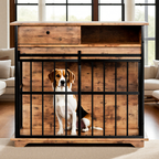 Modern Wooden Dog Crate Furniture with Tray, Large Indoor Pet Kennel