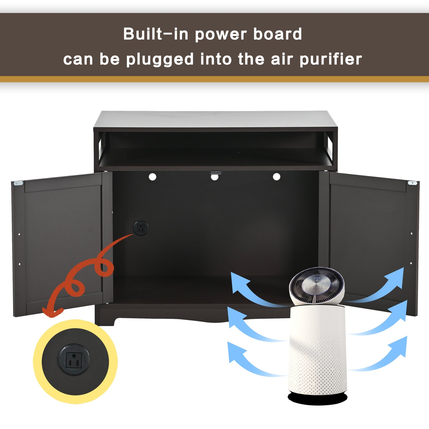 Hidden Cat Litter Box Furniture with Storage Bench , Wooden Pet House