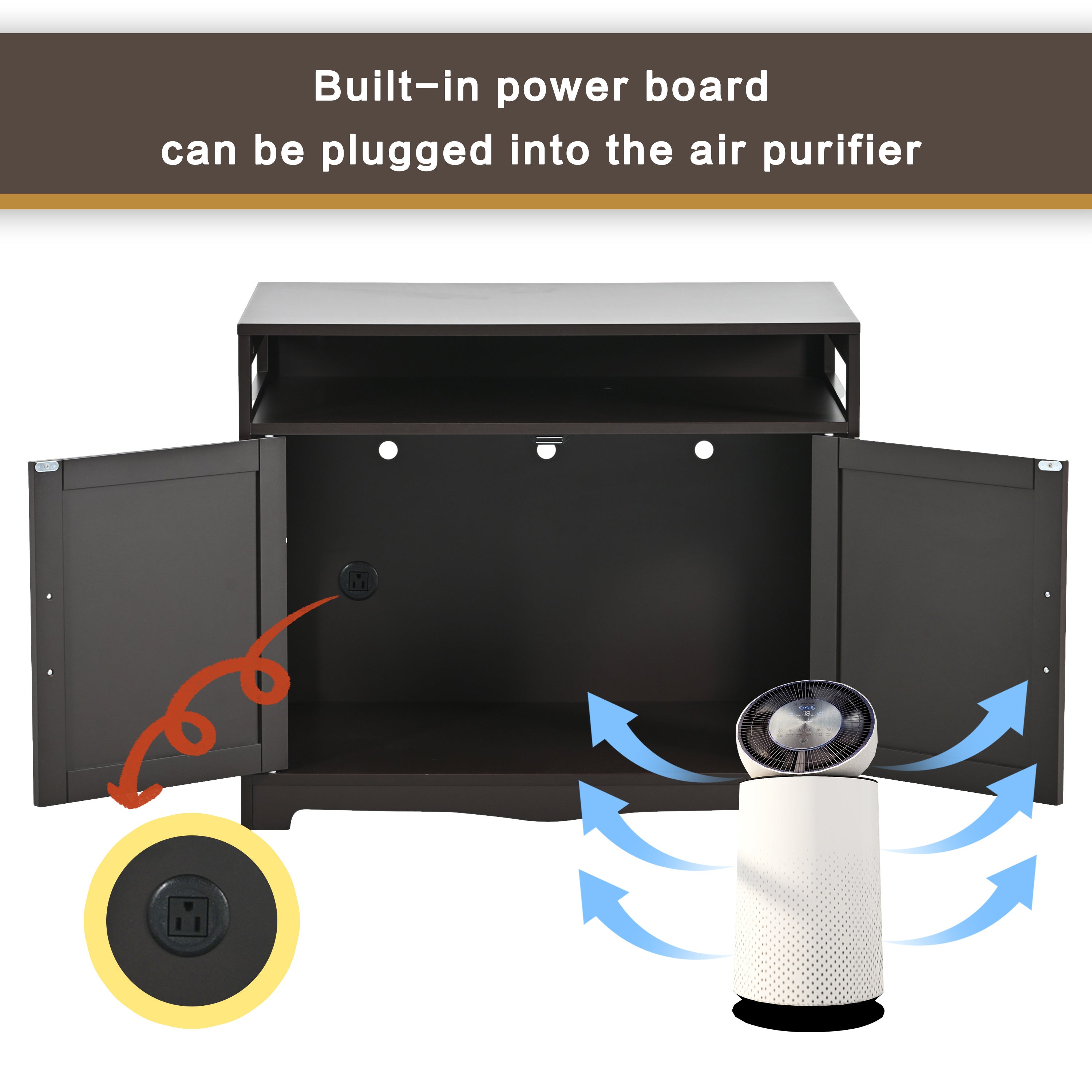 Hidden Cat Litter Box Furniture with Storage Bench , Wooden Pet House