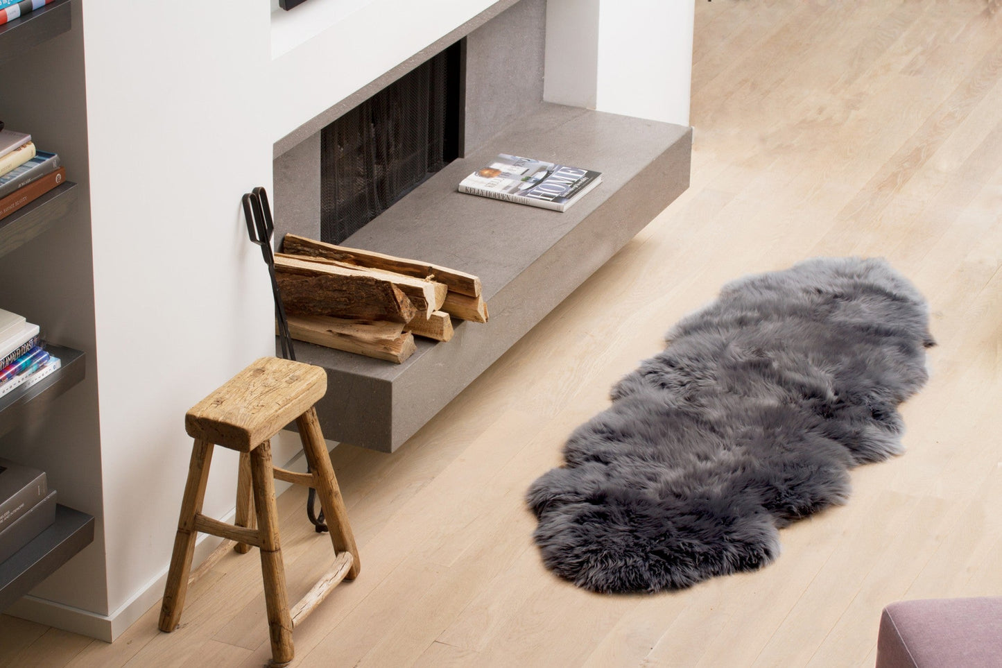 24inches x 72inches x 2inches Gray Double Sheepskin - Area Rug