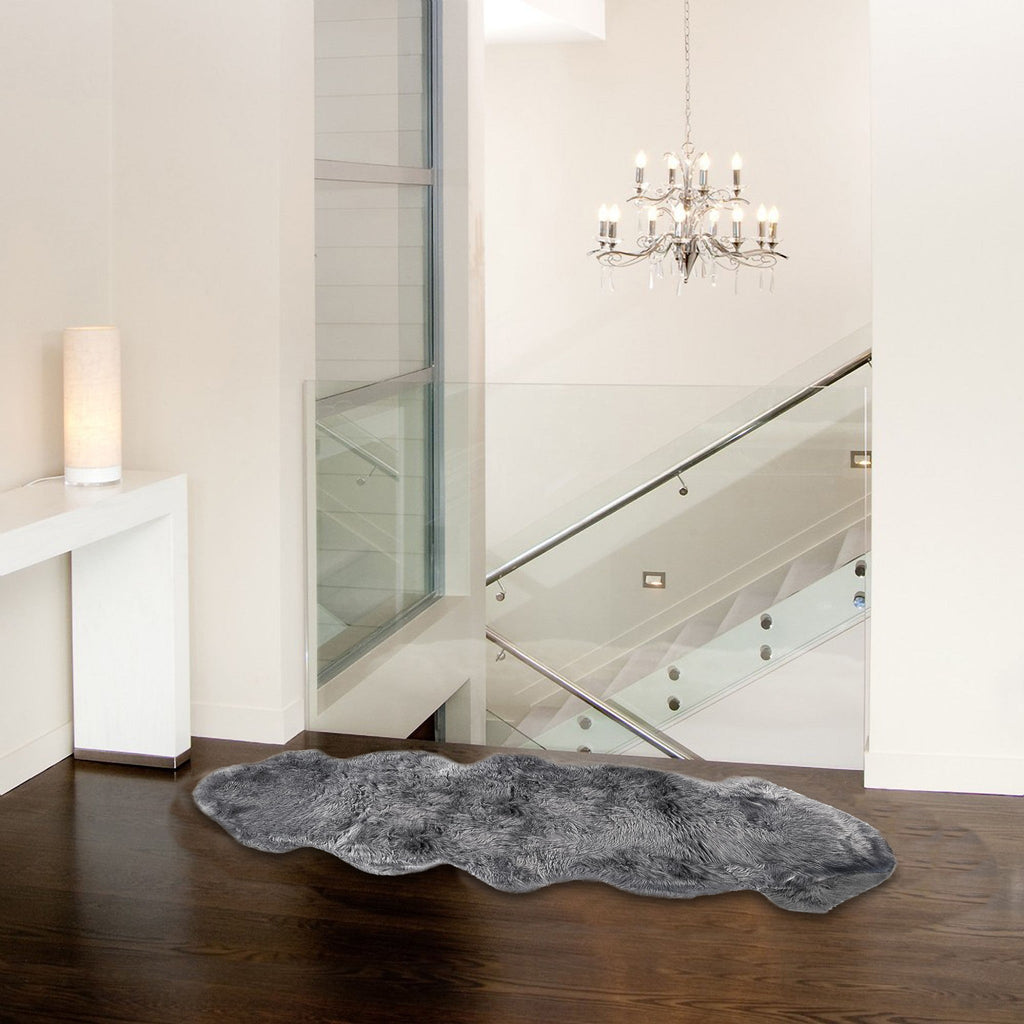 24inches x 72inches x 2inches Gray Double Sheepskin - Area Rug