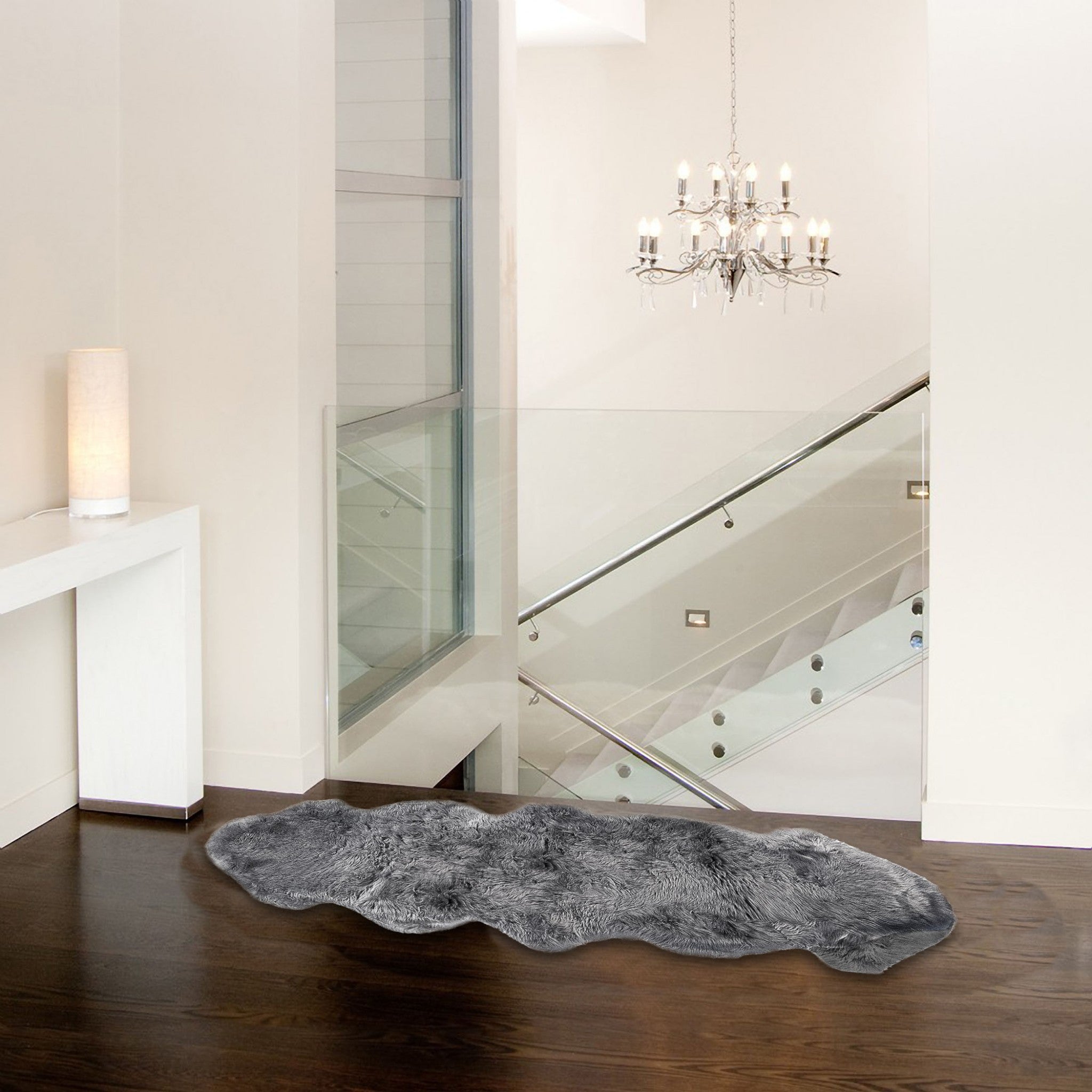24inches x 72inches x 2inches Gray Double Sheepskin - Area Rug