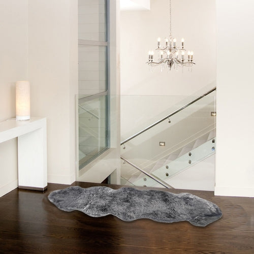 24inches x 72inches x 2inches Gray Double Sheepskin - Area Rug
