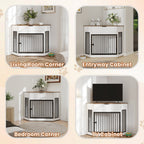 44.6" Corner Dog Crate Furniture with Fluted Drawer – MDF Wooden Dog