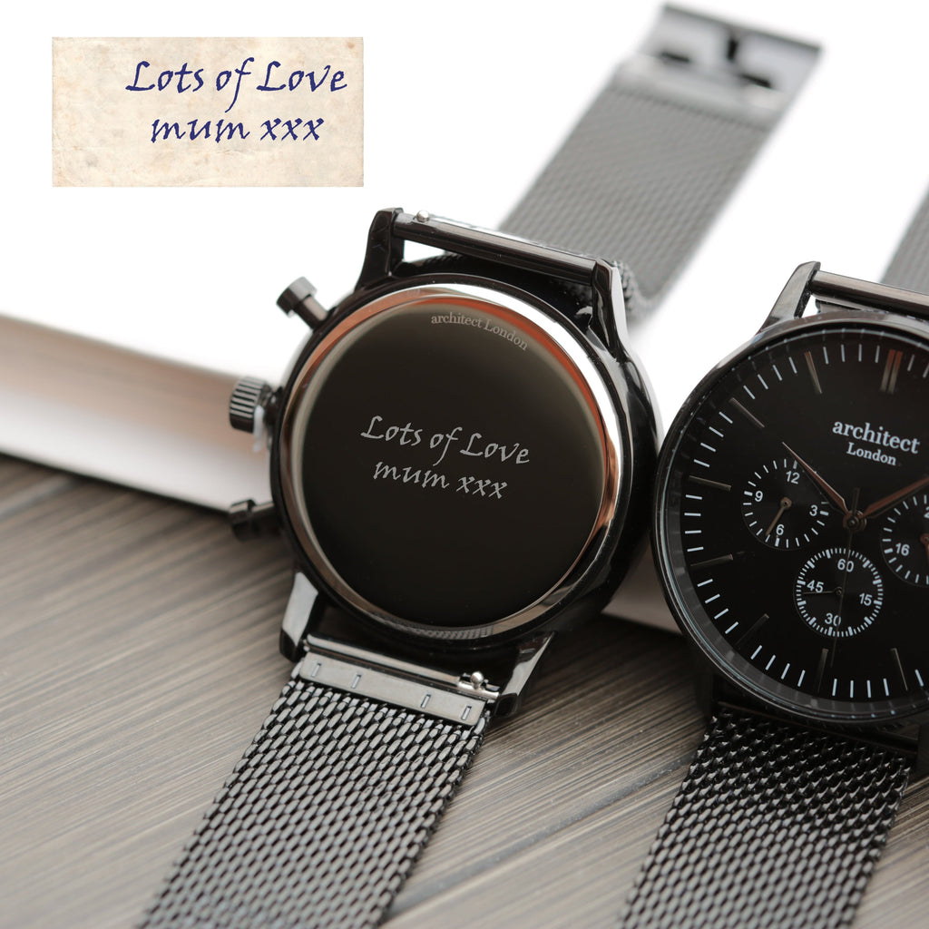 Handwriting Engraving - Men's Architect Motivator Black Face Black
