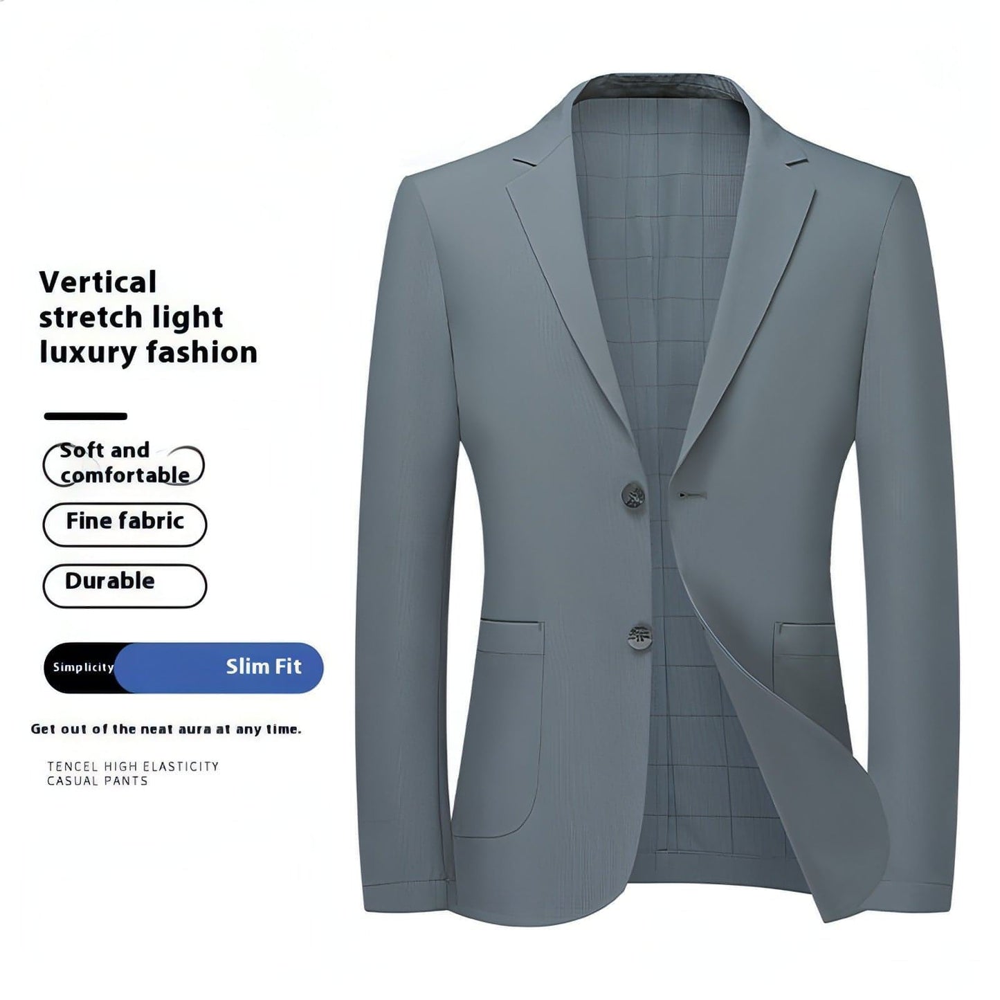 Men's Summer Thin Suit Men's Casual Fashion Business Light Ice Silk