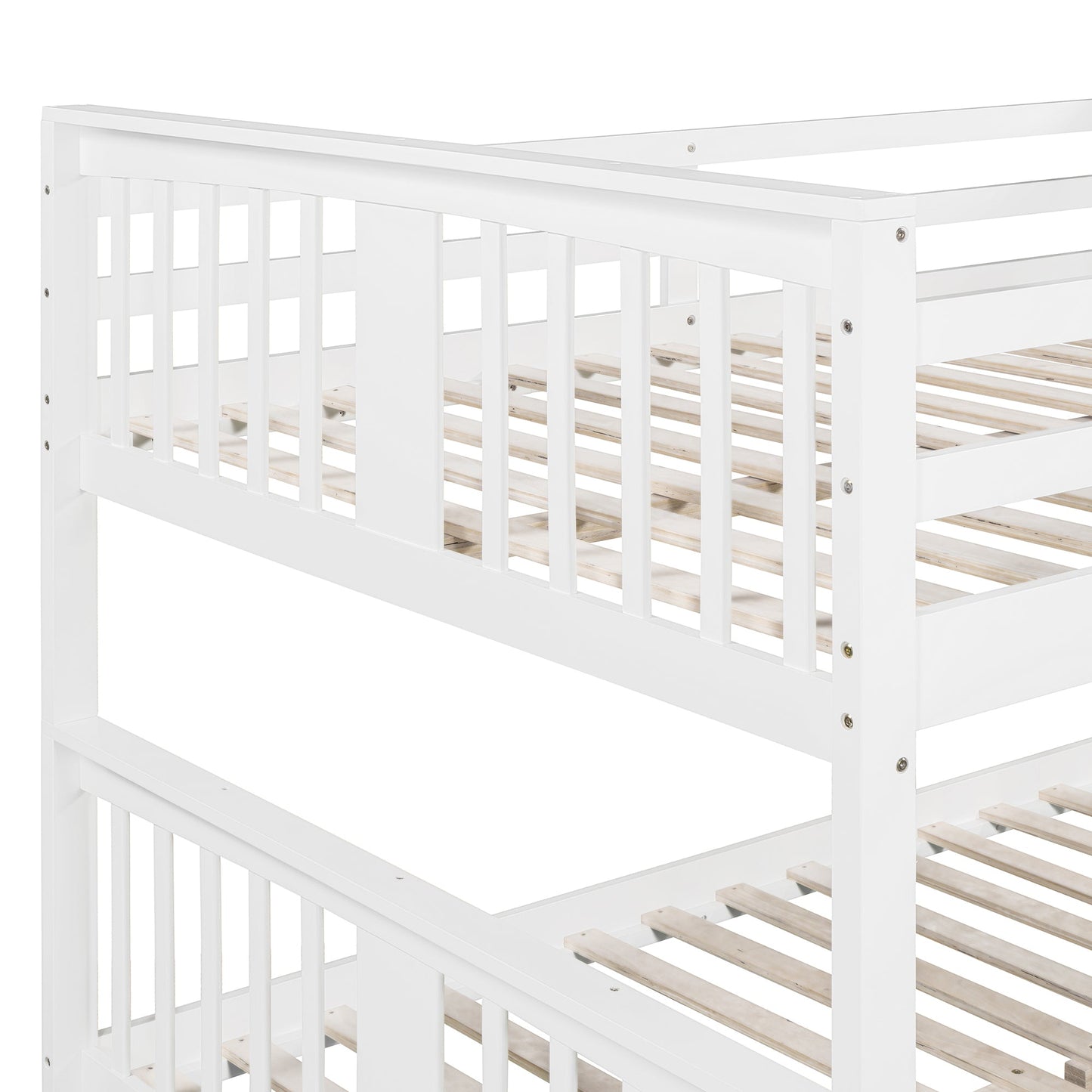 Full over Full Bunk Bed with Ladder for Bedroom, Guest Room Furniture