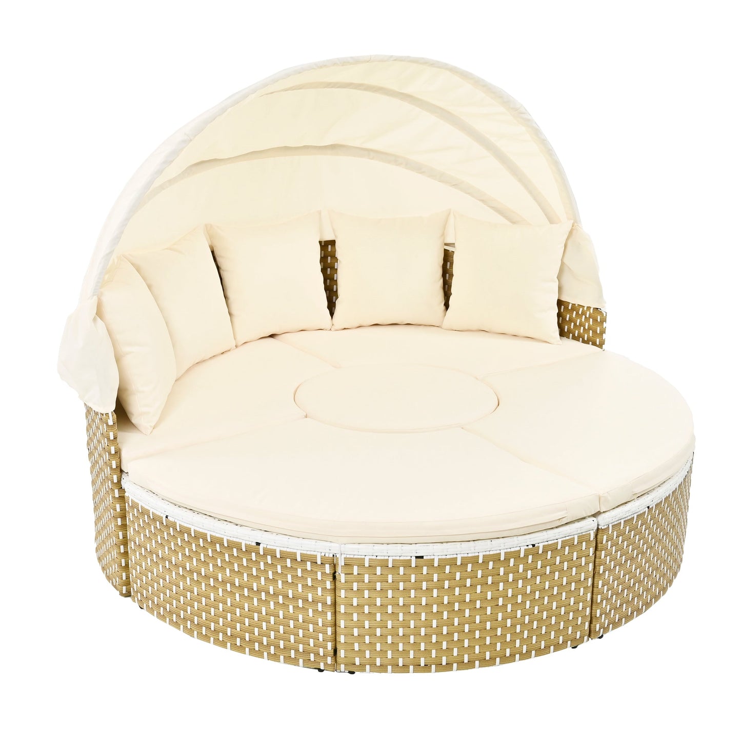 Patio Furniture Round Outdoor Sectional Sofa Set Rattan Daybed