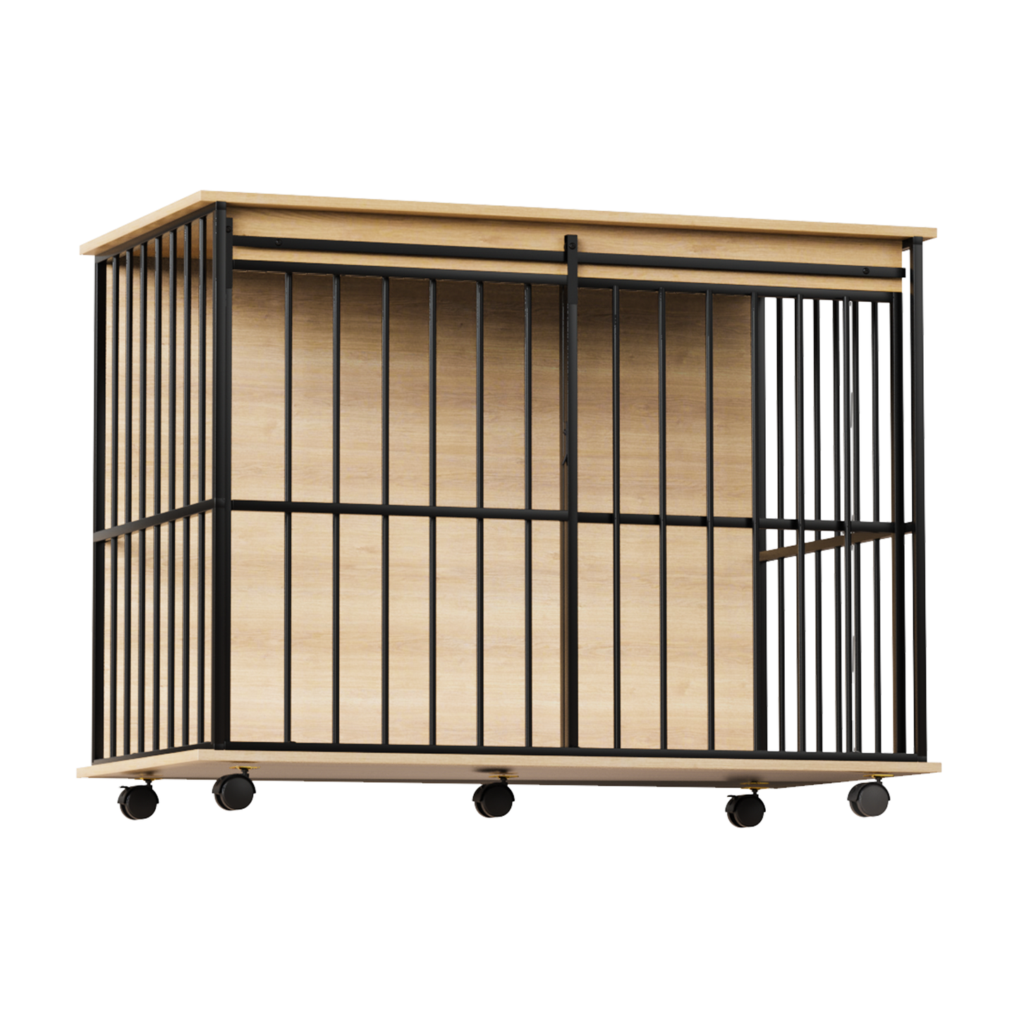 Large Wooden Dog Crate Furniture with Tray , Indoor Pet Kennel Side