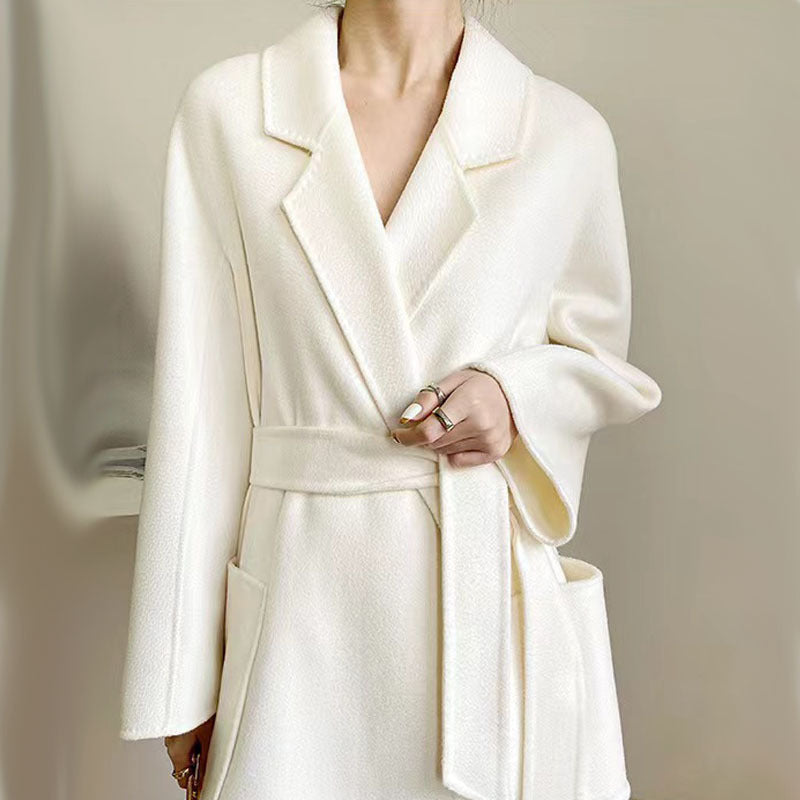 Women's Fashion Double-Sided Cashmere Water Ripple Coat – Luxury &