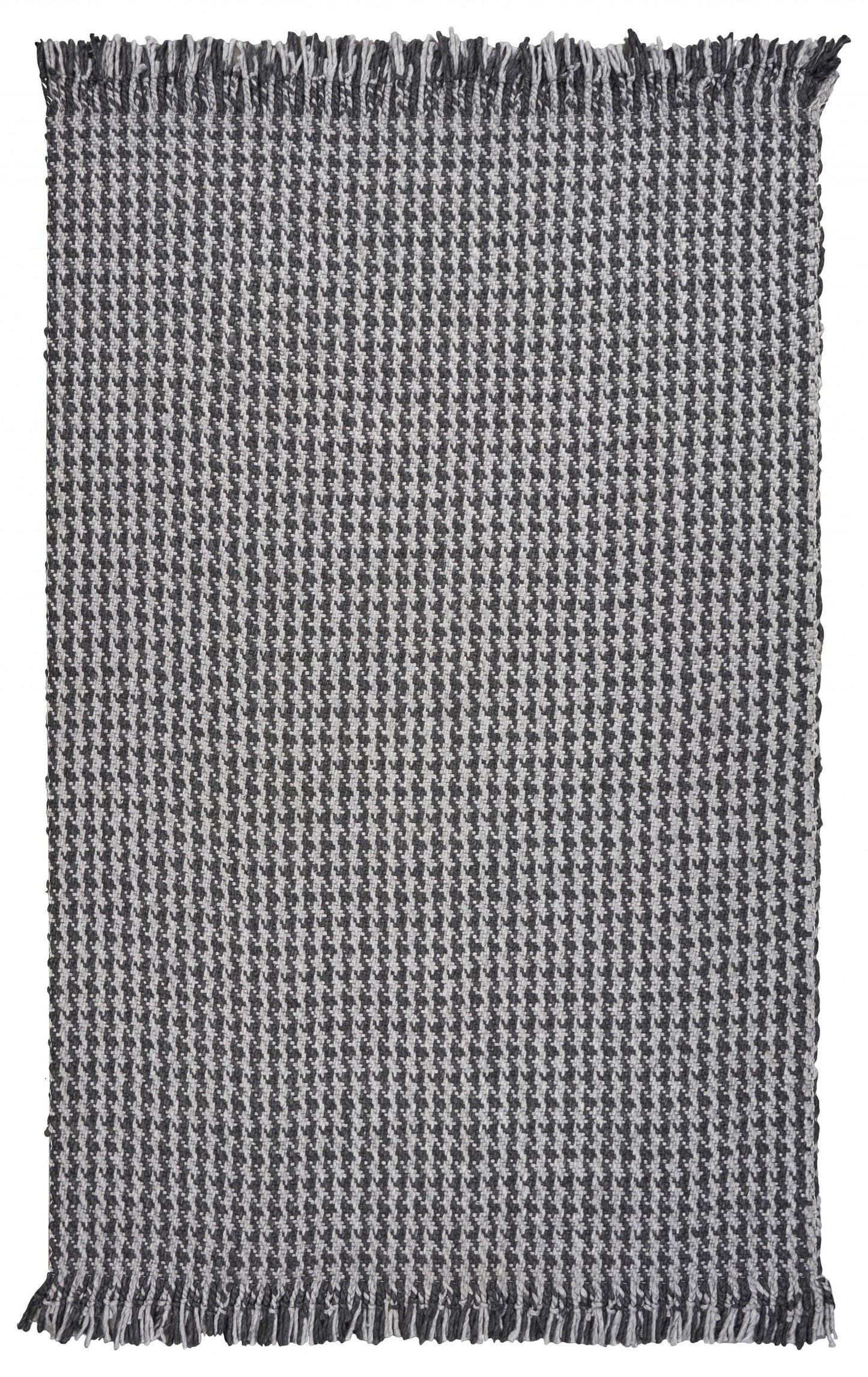8inchesx10inches Grey Hand Woven Houndstooth Indoor Area Rug