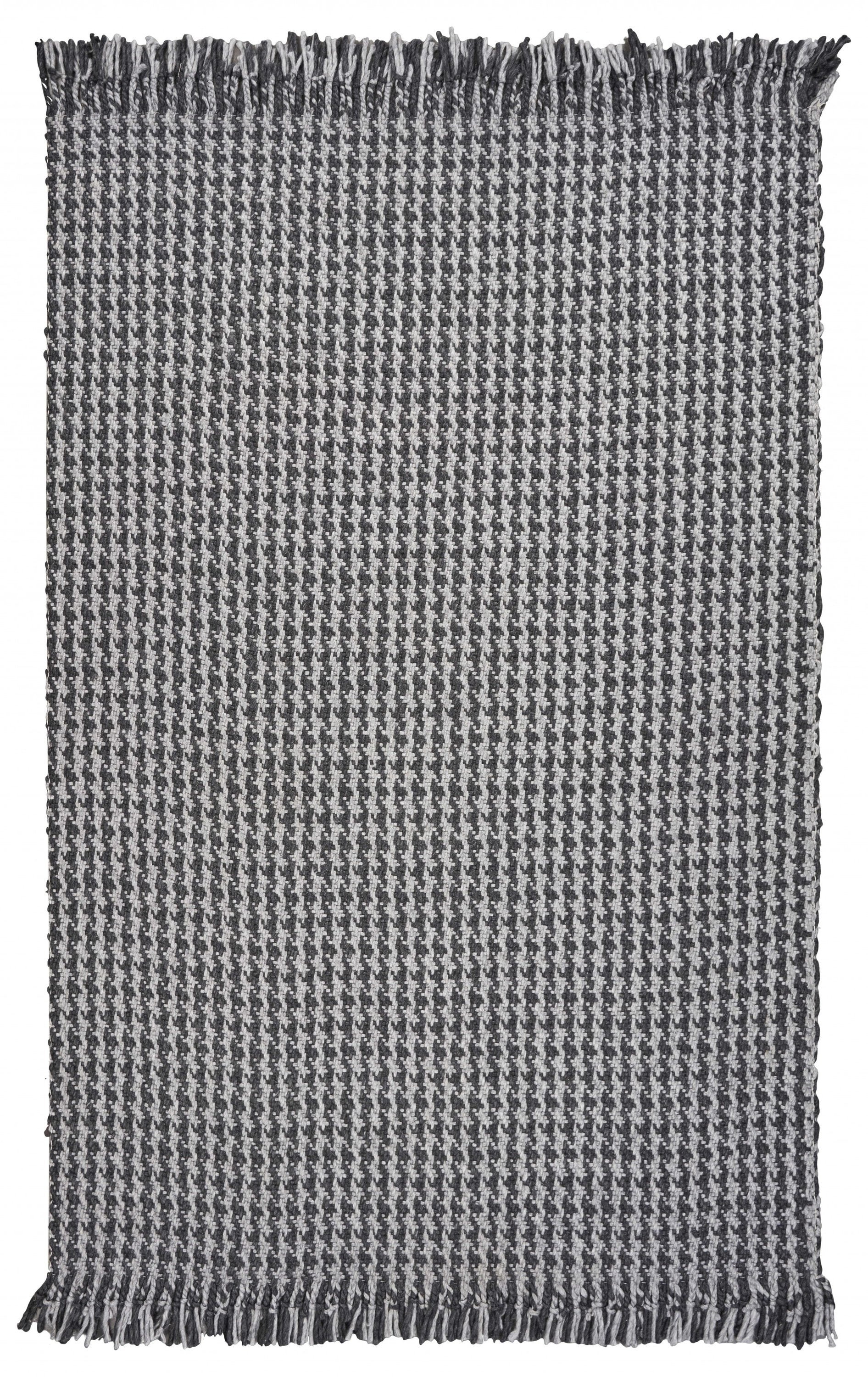 8inchesx10inches Grey Hand Woven Houndstooth Indoor Area Rug